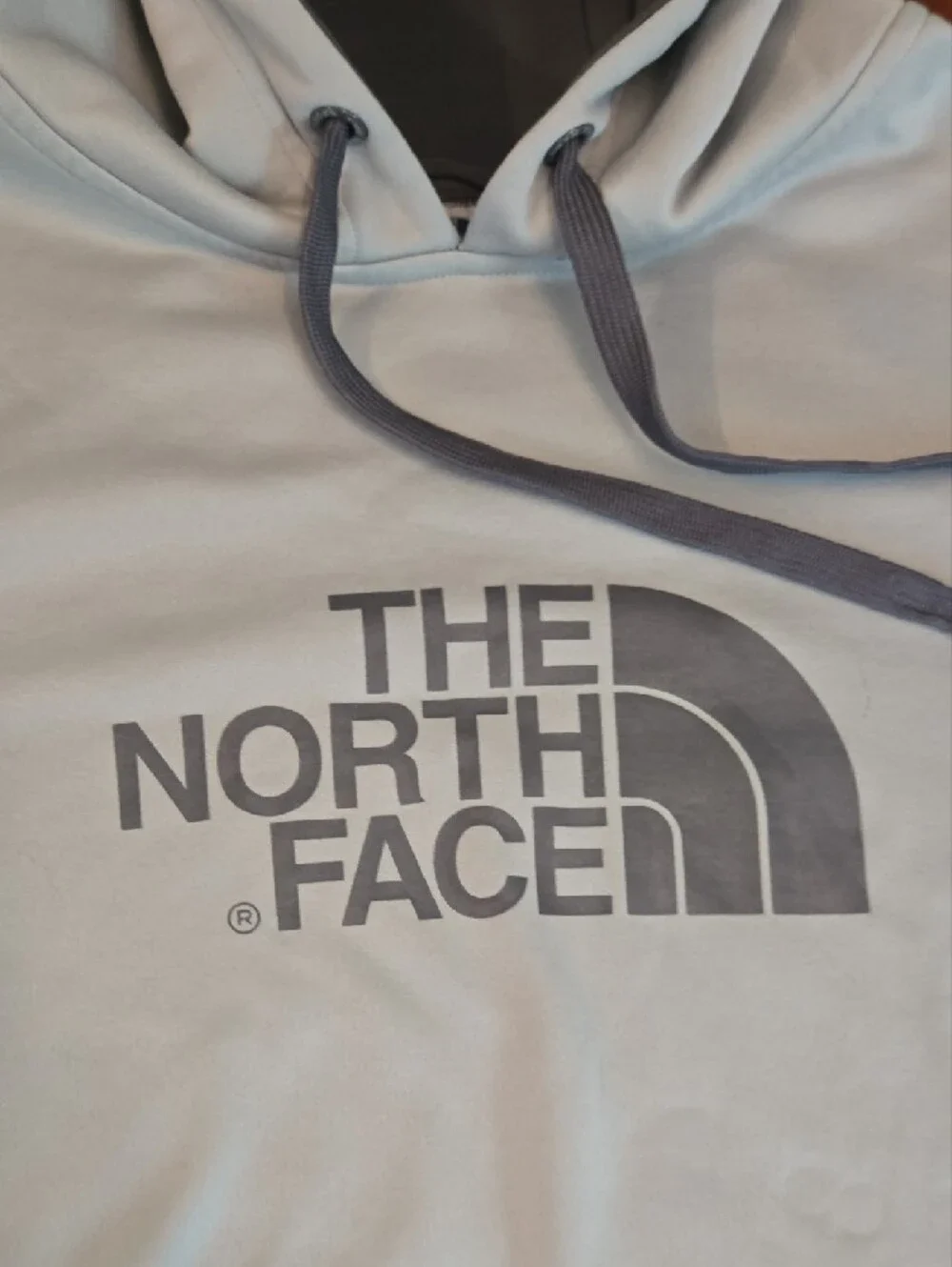 The North Face Pale Blue Pullover Hoodie with Gray Logo